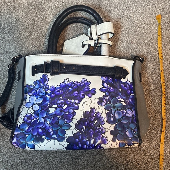 REED Handbag Hyacinth Floral White Gray Black Purple NWT - Picture 7 of 7